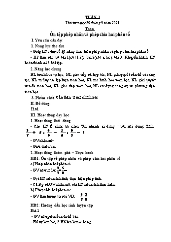 Kế hoạch bài dạy Lớp 5 - Tuần 3 - Năm học 2021-2022 - Phạm Thị Thanh Châu
