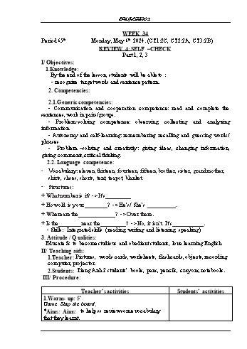 Kế hoạch bài dạy Tiếng Anh Lớp 2 (Global Success) - Tuần 35 - Năm học 2023-2024 - Phạm Thị Kim Khánh