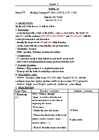 Kế hoạch bài dạy Tiếng Anh Lớp 3 (Global Success) - Tuần 20 - Năm học 2024-2025 - Phạm Thị Kim Khánh