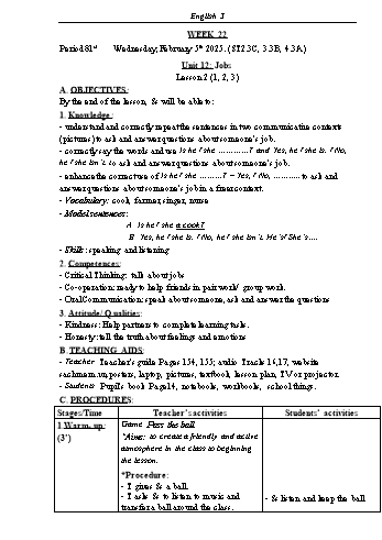 Kế hoạch bài dạy Tiếng Anh Lớp 3 (Global Success) - Tuần 21 - Năm học 2024-2025 - Phạm Thị Kim Khánh