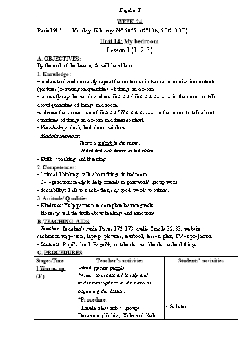 Kế hoạch bài dạy Tiếng Anh Lớp 3 (Global Success) - Tuần 24 - Năm học 2024-2025 - Phạm Thị Kim Khánh