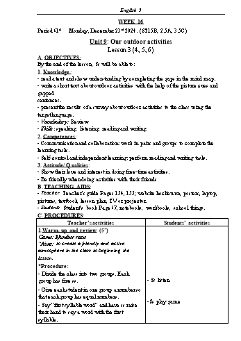 Kế hoạch bài dạy Tiếng Anh Lớp 5 (Global Success) - Tuần 16 - Năm học 2024-2025 - Phạm Thị Kim Khánh