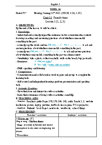 Kế hoạch bài dạy Tiếng Anh Lớp 5 (Global Success) - Tuần 19 - Năm học 2024-2025 - Phạm Thị Kim Khánh