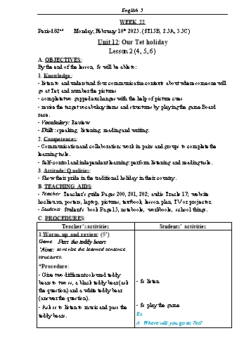 Kế hoạch bài dạy Tiếng Anh Lớp 5 (Global Success) - Tuần 22 - Năm học 2024-2025 - Phạm Thị Kim Khánh