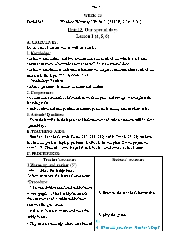 Kế hoạch bài dạy Tiếng Anh Lớp 5 (Global Success) - Tuần 23 - Năm học 2024-2025 - Phạm Thị Kim Khánh