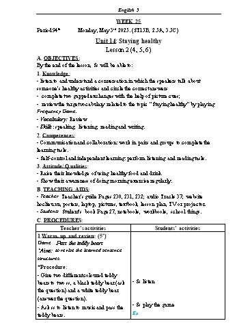 Kế hoạch bài dạy Tiếng Anh Lớp 5 (Global Success) - Tuần 25 - Năm học 2024-2025 - Phạm Thị Kim Khánh