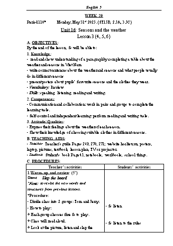Kế hoạch bài dạy Tiếng Anh Lớp 5 (Global Success) - Tuần 29 - Năm học 2024-2025 - Phạm Thị Kim Khánh