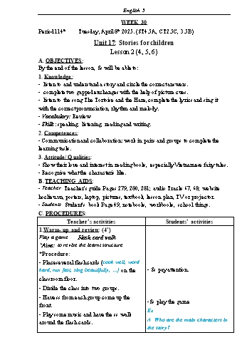 Kế hoạch bài dạy Tiếng Anh Lớp 5 (Global Success) - Tuần 30 - Năm học 2024-2025 - Phạm Thị Kim Khánh