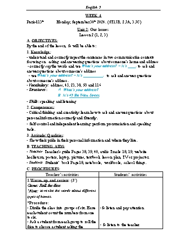 Kế hoạch bài dạy Tiếng Anh Lớp 5 (Global Success) - Tuần 4 - Năm học 2024-2025 - Phạm Thị Kim Khánh