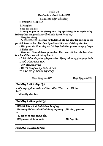 Kế hoạch bài dạy Tin học Lớp 1 - Tuần 29, Bài 13: Em tập vẽ (Tiết 2) - Năm học 2024-2025 - Trần Thị Long