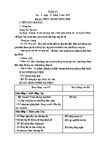 Kế hoạch bài dạy Tin học Lớp 1 - Tuần 32, Bài 15: Thực hành tổng hợp - Năm học 2024-2025 - Trần Thị Long