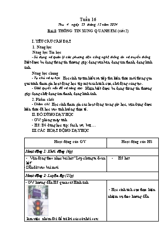 Kế hoạch bài dạy Tin học Lớp 2 - Tuần 16, Bài 8: Thông tin xung quanh em (Tiết 2) - Năm học 2024-2025 - Trần Thị Long