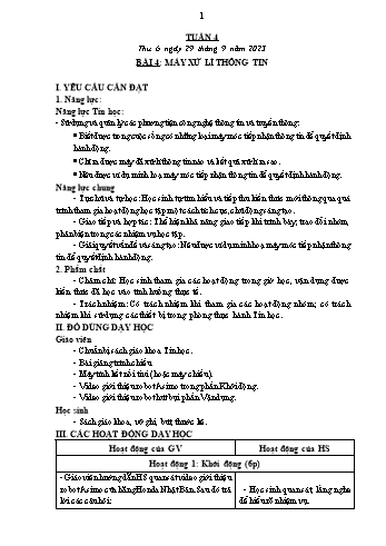 Kế hoạch bài dạy Tin học Lớp 3 - Tuần 3, Bài 4: Máy xử lí thông tin - Năm học 2023-2024 - Trần Thị Long