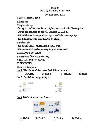Kế hoạch bài dạy Tin học Lớp 3 - Tuần 34, Bài: Ôn tập học kì II - Năm học 2024-2025 - Trần Thị Long