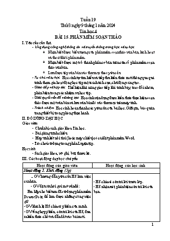 Kế hoạch bài dạy Tin học Lớp 4 - Tuần 19, Bài 15: Phần mềm soạn thảo - Năm học 2023-2024 - Trần Thị Long