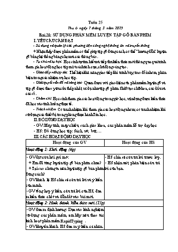 Kế hoạch bài dạy Tin học Lớp 4 - Tuần 25, Bài 20: Sử dụng phần mềm luyện tập gõ bàn phím - Năm học 2024-2025 - Trần Thị Long