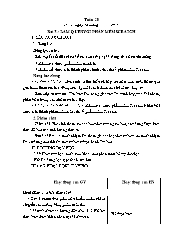 Kế hoạch bài dạy Tin học Lớp 4 - Tuần 26, Bài 21: Làm quen với phần mềm Scratch - Năm học 2024-2025 - Trần Thị Long