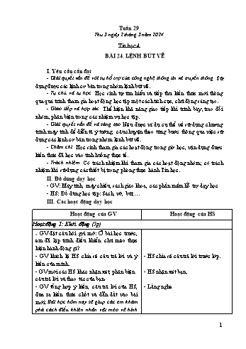Kế hoạch bài dạy Tin học Lớp 4 - Tuần 29, Bài 24: Lệnh bút vẽ - Năm học 2023-2024 - Trần Thị Long