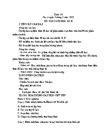 Kế hoạch bài dạy Tin học Lớp 4 - Tuần 34, Bài: Ôn tập cuối học kì II - Năm học 2024-2025 - Trần Thị Long