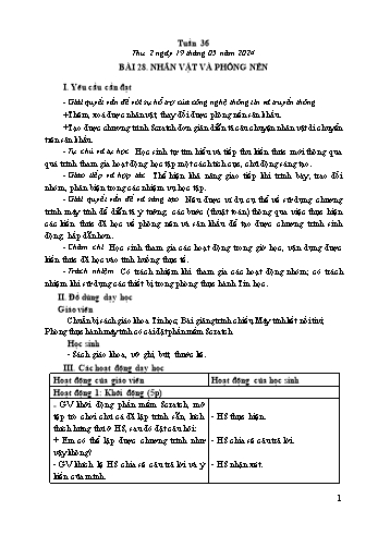 Kế hoạch bài dạy Tin học Lớp 4 - Tuần 36, Bài 28: Nhân vật và phông nền - Năm học 2024-2025 - Trần Thị Long