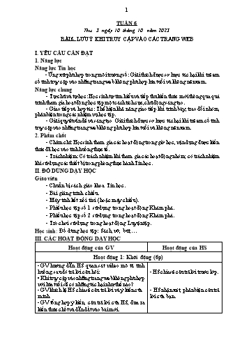 Kế hoạch bài dạy Tin học Lớp 4 - Tuần 6, Bài 6: Lưu ý khi truy cập vào các trang web - Năm học 2023-2024 - Trần Thị Long