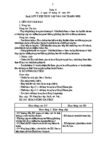 Kế hoạch bài dạy Tin học Lớp 4 - Tuần 6, Bài 6: Lưu ý khi truy cập vào các trang web - Năm học 2024-2025 - Trần Thị Long