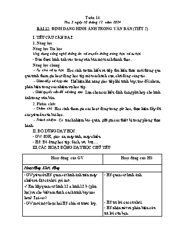 Kế hoạch bài dạy Tin học Lớp 5 - Bài 12: Định dạng hình ảnh trong văn bản (Tiết 2) - Năm học 2024-2025 - Trần Thị Long