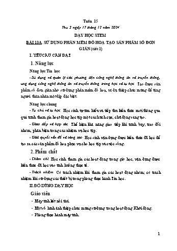 Kế hoạch bài dạy Tin học Lớp 5 - Bài 13A: Sử dụng phần mềm đồ hoạ tạo sản phẩm số đơn giản ( Tiết 1) - Năm học 2024-2025 - Trần Thị Long