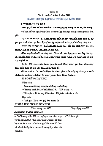 Kế hoạch bài dạy Tin học Lớp 5 - Bài 19: Luyện tập cấu trúc lặp liên tục - Năm học 2024-2025 - Trần Thị Long