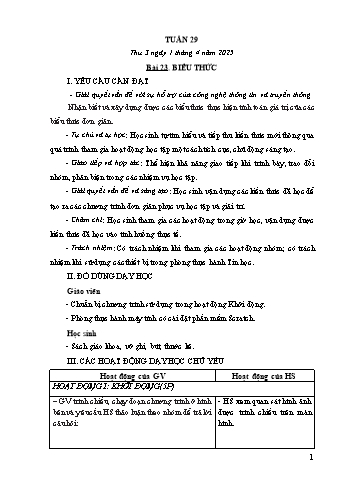 Kế hoạch bài dạy Tin học Lớp 5 - Bài 23: Biểu thức - Năm học 2024-2025 - Trần Thị Long