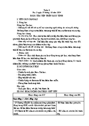 Kế hoạch bài dạy Tin học Lớp 5 - Bài 8: Tìm tệp trên máy tính - Năm học 2024-2025 - Trần Thị Long
