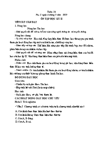 Kế hoạch bài dạy Tin học Lớp 5 - Bài: Ôn tập học kỳ II - Năm học 2024-2025 - Trần Thị Long