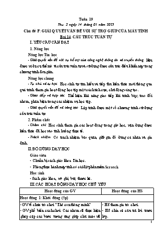 Kế hoạch bài dạy Tin học Lớp 5 - Chủ đề F: Giải quyết vấn đề vời sự trợ giúp của máy tính - Bài 14: Cấu trúc tuần tự - Năm học 2024-2025 - Trần Thị Long