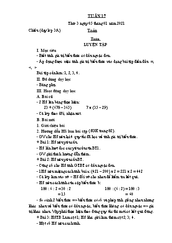 Kế hoạch bài dạy Toán, Tiếng Việt Lớp 2 - Tuần 17 - Năm học 2020-2021 - Phạm Thị Thanh Châu