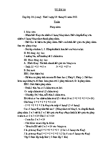 Kế hoạch bài dạy Toán, Tiếng Việt Lớp 2 - Tuần 19 - Năm học 2020-2021 - Phạm Thị Thanh Châu