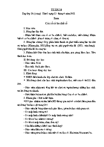 Kế hoạch bài dạy Toán, Tiếng Việt Lớp 2 - Tuần 29 - Năm học 2020-2021 - Phạm Thị Thanh Châu