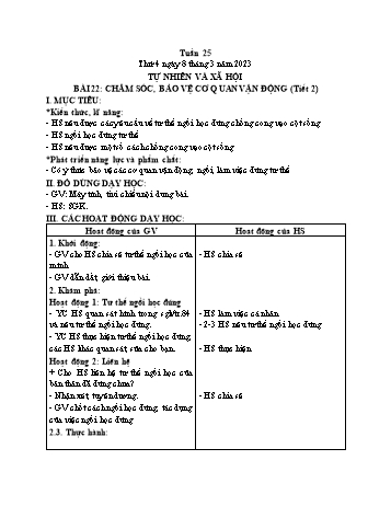Kế hoạch bài dạy Tự nhiên và Xã hội Lớp 2 (Kết nối tri thức) - Tuần 25 - Năm học 2022-2023 - Trần Thị Long