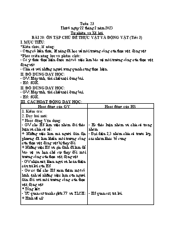 Kế hoạch bài dạy Tự nhiên và Xã hội Lớp 2 (Kết nối tri thức) - Tuần 23 - Năm học 2022-2023 - Trần Thị Long