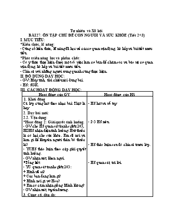 Kế hoạch bài dạy Tự nhiên và Xã hội Lớp 2 (Kết nối tri thức) - Tuần 30, Bài 27: Ôn tập chủ đề con người và sức khỏe (Tiết 2+3) - Năm học 2022-2023 - Trần Thị Long