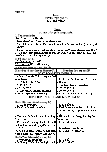 Giáo án các môn Khối 2 - Tuần 11