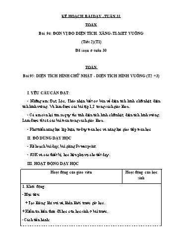 Giáo án các môn Khối 3 - Tuần 31