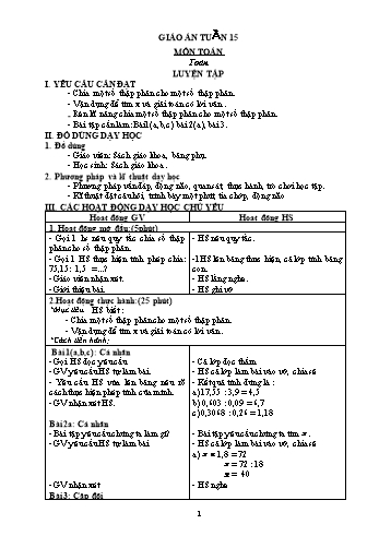 Giáo án các môn Khối 5 - Tuần 15