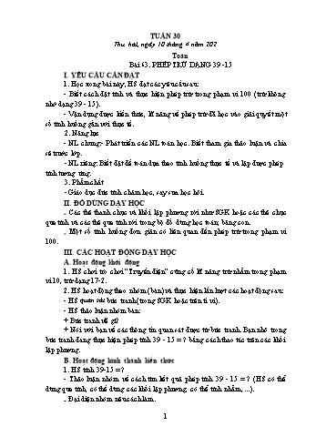 Giáo án các môn Lớp 1 - Tuần 30