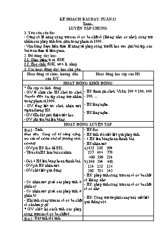 Giáo án các môn Lớp 2 - Tuần 32