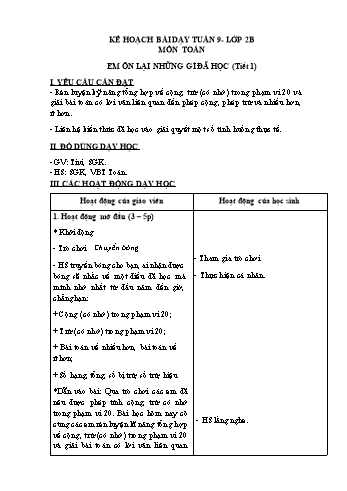 Giáo án các môn Lớp 2 - Tuần 9
