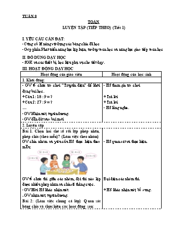Giáo án các môn Lớp 3 - Tuần 9