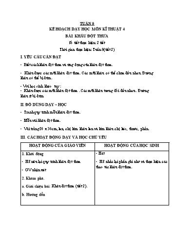 Giáo án Công nghệ 4 - Tuần 9