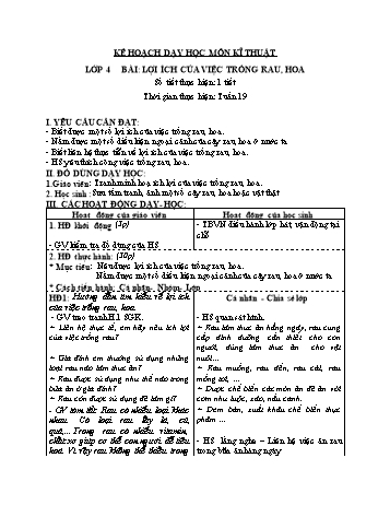 Giáo án Công nghệ 4+5 - Tuần 19