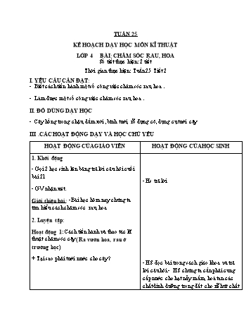 Giáo án Công nghệ 4+5 - Tuần 25