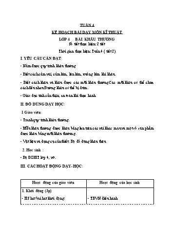 Giáo án Công nghệ Lớp 4+5 - Tuần 4